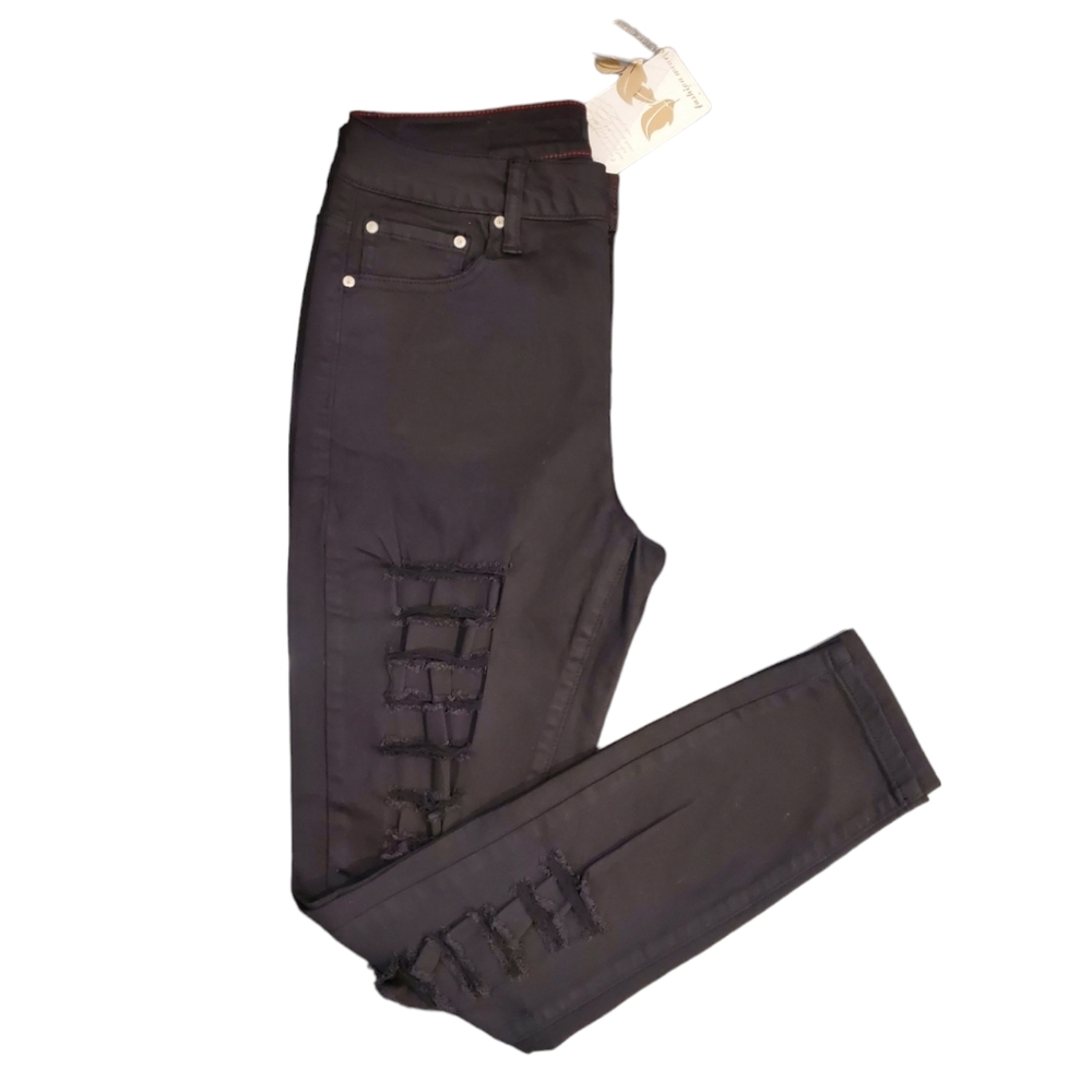 Michelle Ferrar Ripped Jeans Juniors Size 11 Black Distressed Skinny Jeans